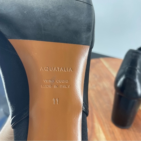 Aquatalia black leather heel booties Sz 11 - Picture 6 of 8